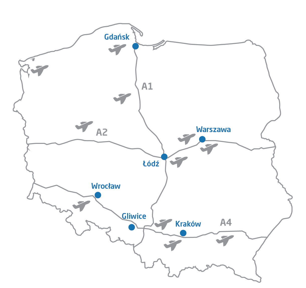 map of Poland showing locations of Euvic offices