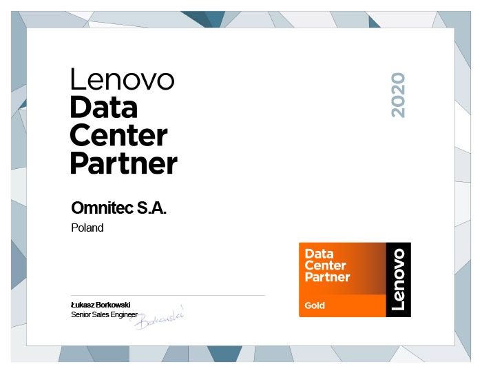 Omnitec Data Center Gold Partner Certificate
