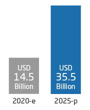 USD 14.5 Billion - 2020-e, USD 35.5 Billion - 2025-p